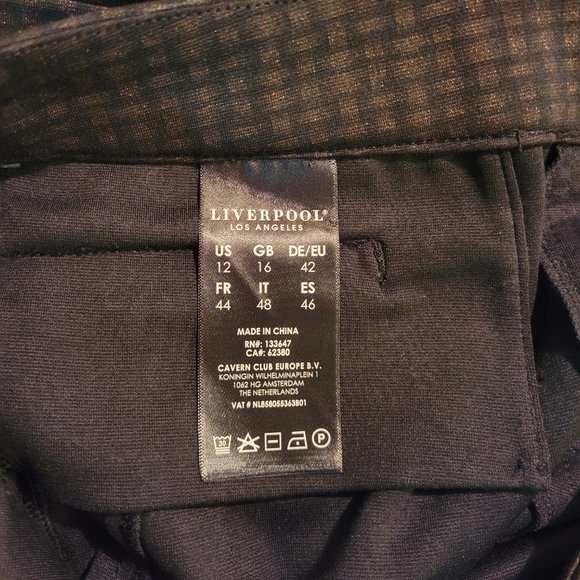 Liverpool Ezra Black and Brown Grid Pattern Knit Pencil Skirt Size 12/31 (L) NWT - Picture 7 of 10